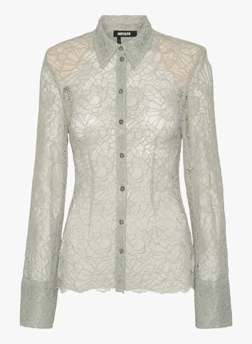Classic-collar lace shirt ROTATE Grey